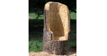 Carved softwood throne